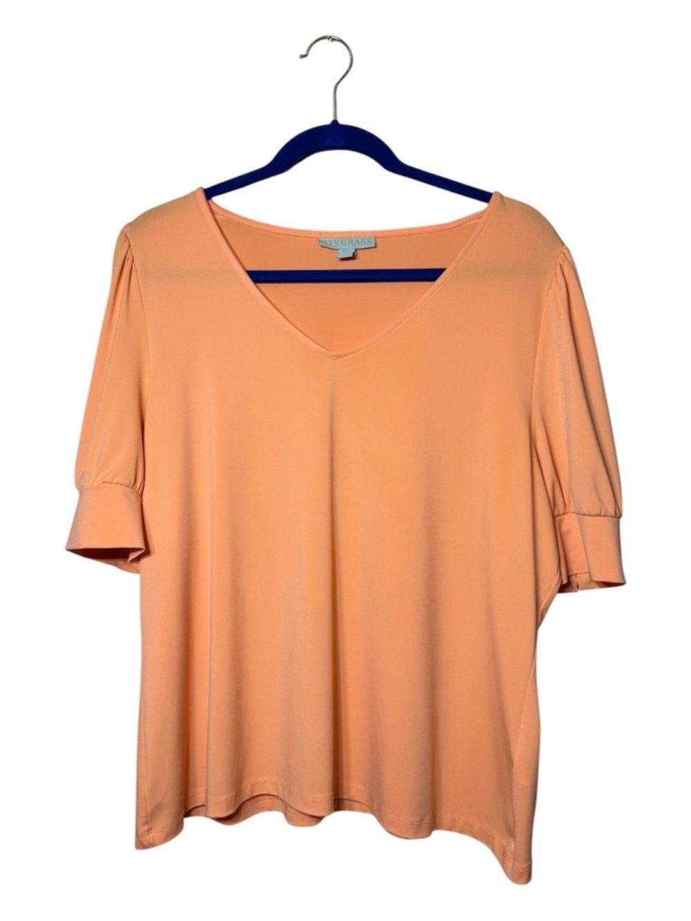 Ryegrass Peach V-Neck Puffy Short Sleeve Blouse size XXL